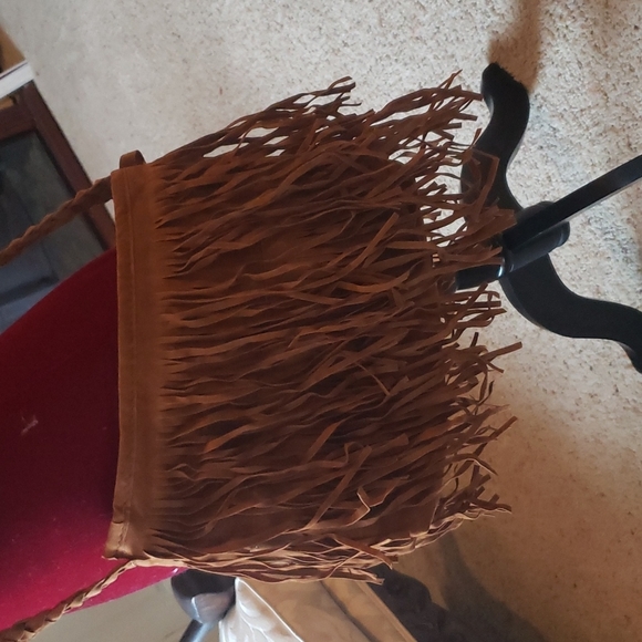 Lady Arya Brown Faux Suede Tassel Crossbody bag NWOT - Picture 2 of 5